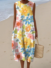 Sophie - Robe Lin Fluide Imprimée