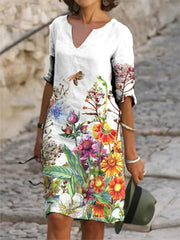 Charlotte - Robe Tunique Lin Fleurie Femme