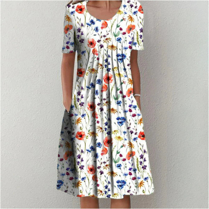 Marine - Robe Fleurie Décontractée Femme