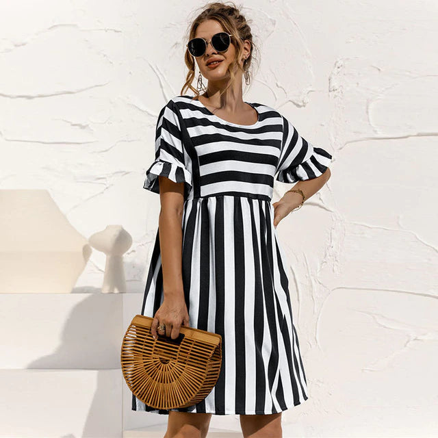 Nathalie - Robe Rayée d'Été Chic