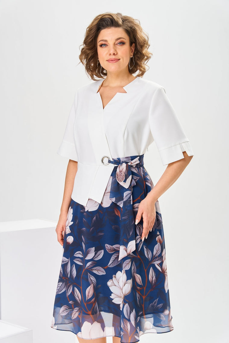Florence - Robe Mi-Longue Femme Élégante Fleurie