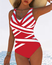 Chloé - Maillot Une Pièce Rayé Sexy Col V