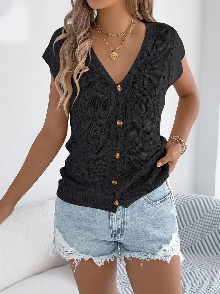 Aurélie - Cardigan Élégant Torsadé Boutonné