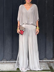 Clara - Ensemble Élégant Avec Pantalon En Chiffon Large