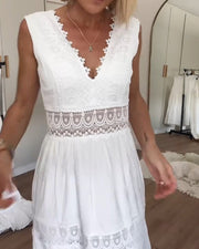Robe Longue Femme En Dentelle Blanche Bohème - Sylvie
