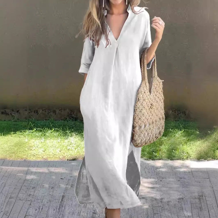 Robe Longue Femme en Lin Élégante - Nadine