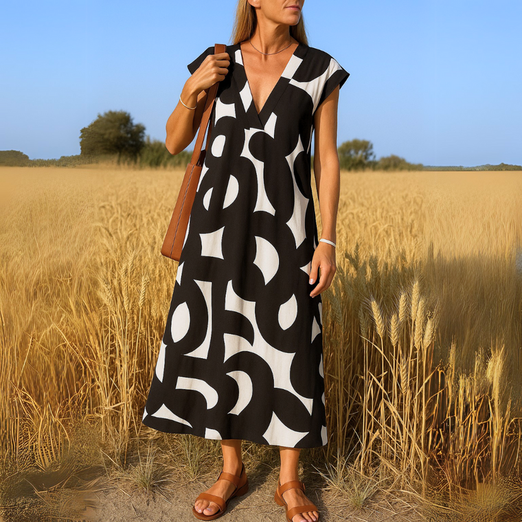 Camille - Robe Longue Imprimée Fluide