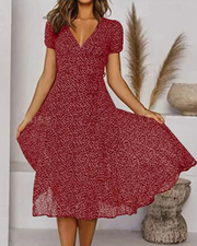 Thérèse - Robe En Mousseline Avec Imprimé Floral Et Col En V Élégant