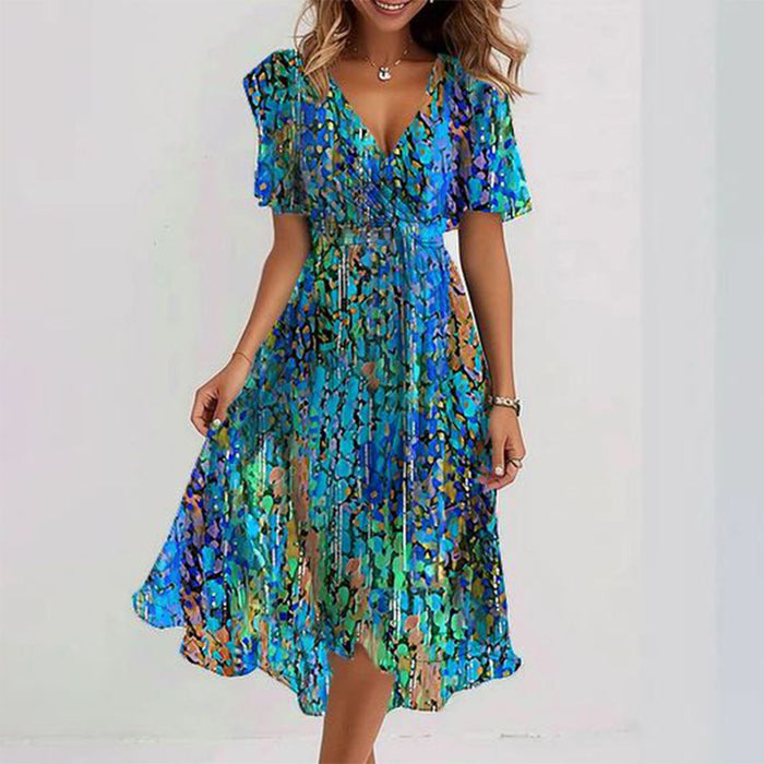 Robe Midi Femme Fleurie Élégante - Linda
