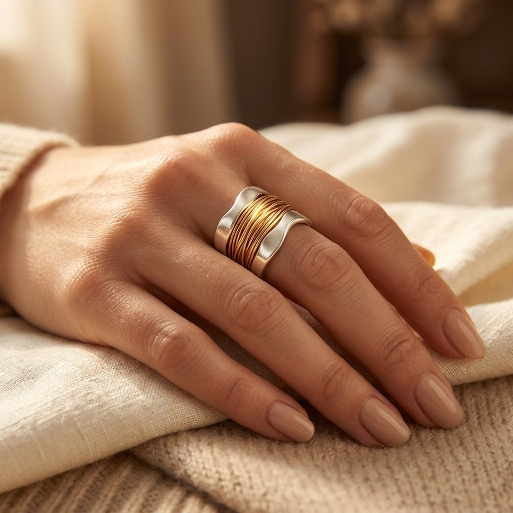 Bague en Argent et Or Enveloppée — Doumira