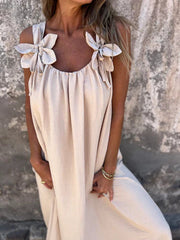 Aurélie - Robe Longue Femme Fluide à Bretelles Fleuries