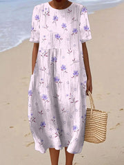 Robe Femme Imprimée Fleurs Manches Courtes - Julie