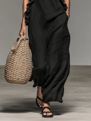 Robe longue femme en lin à volants - Claire
