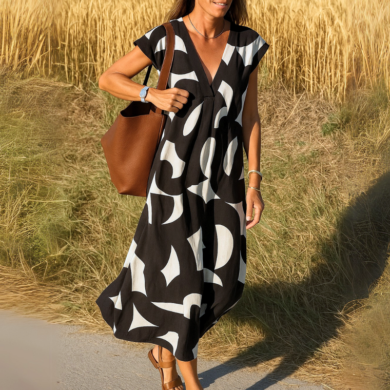 Camille - Robe Longue Imprimée Fluide