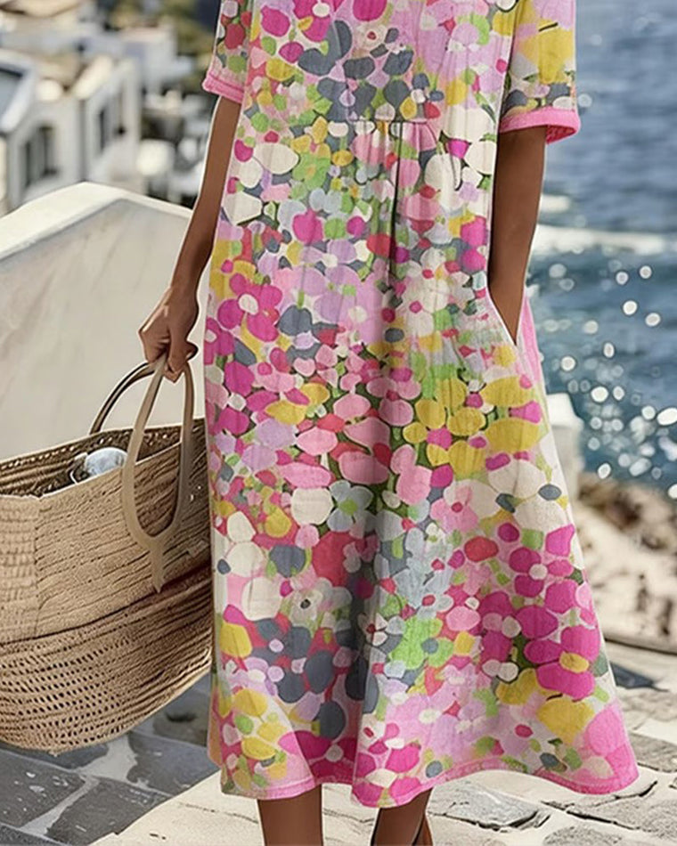 Louise - Robe Lin d'Été Fleurie