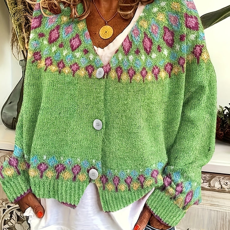 Delphine - Cardigan Féminin Boutonné Brodé
