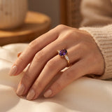 Bague en Or avec Améthyste à Trois Pierres — Doumira