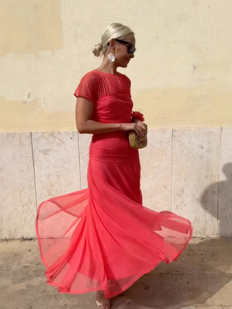 Robe Longue Femme en Mousseline Élégante - Nadine
