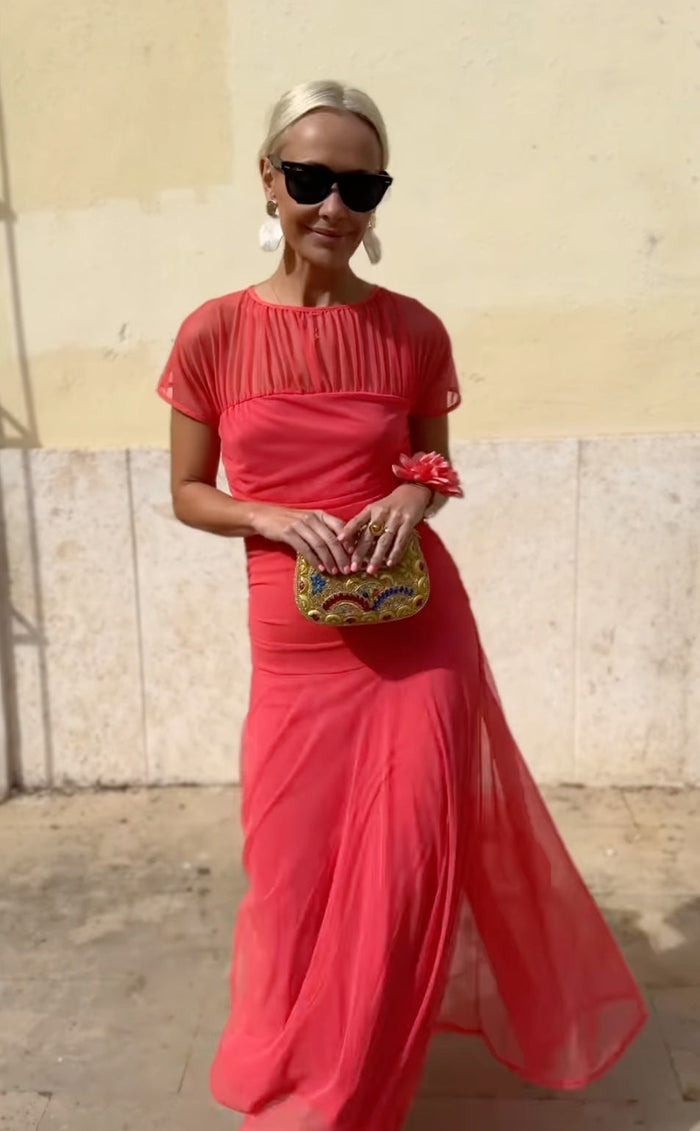 Robe Longue Femme en Mousseline Élégante - Nadine