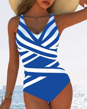 Chloé - Maillot Une Pièce Rayé Sexy Col V