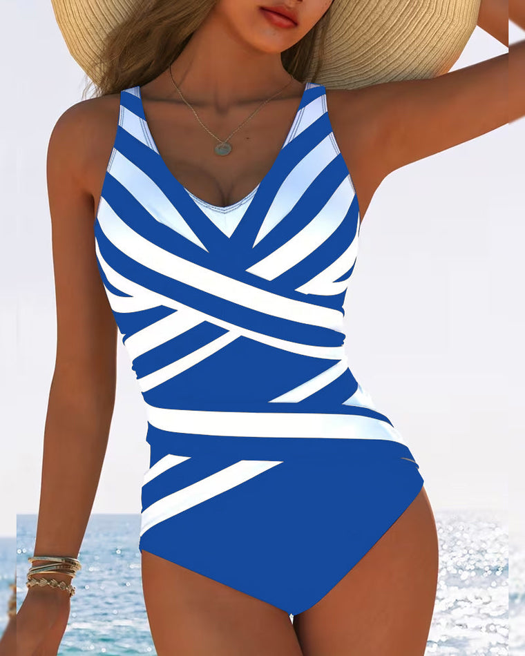 Chloé - Maillot Une Pièce Rayé Sexy Col V