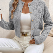 Camille - Cardigan Élégant Boutonné Ajouré