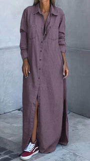 Sandrine - Robe Chemise en Jean Longue Chic