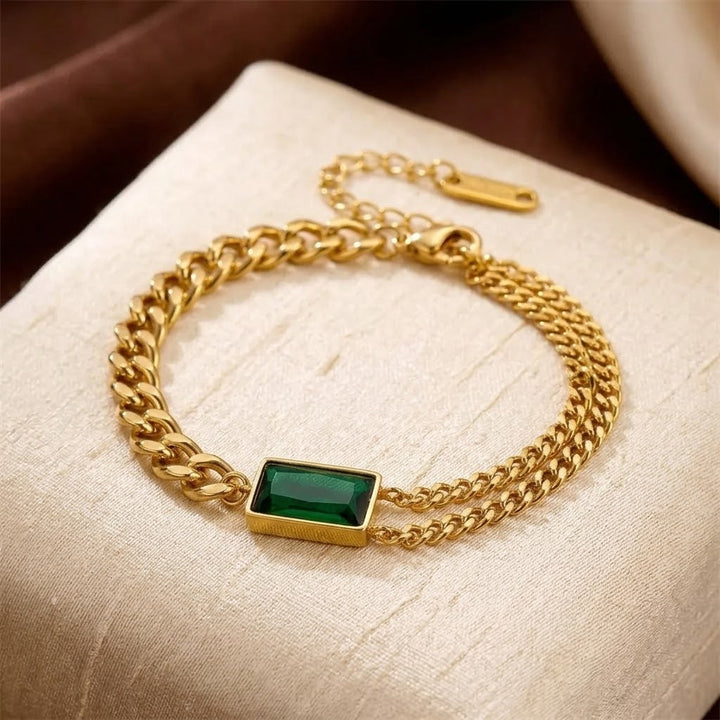 Bracelet Chaîne en Or Émeraude — Doumira