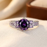 Bague en argent avec améthyste et pierres latérales — Doumira