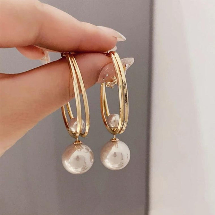 Boucles d'oreilles vintage en perles dorées — Doumira