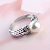 Bague Vintage avec Perle Argentée — Doumira