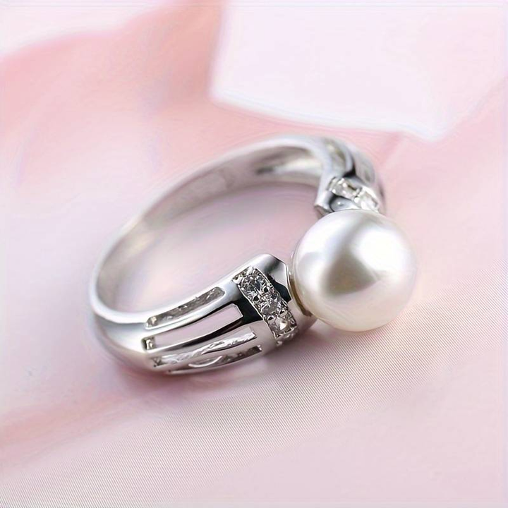 Bague Vintage avec Perle Argentée — Doumira