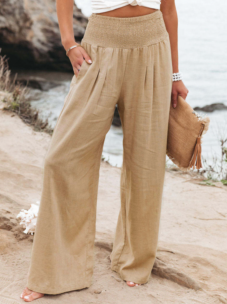 Éléonore - Pantalon Large Avec Taille Élastique Pour Un Look Casual