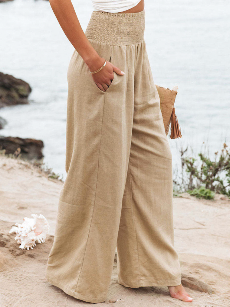 Éléonore - Pantalon Large Avec Taille Élastique Pour Un Look Casual