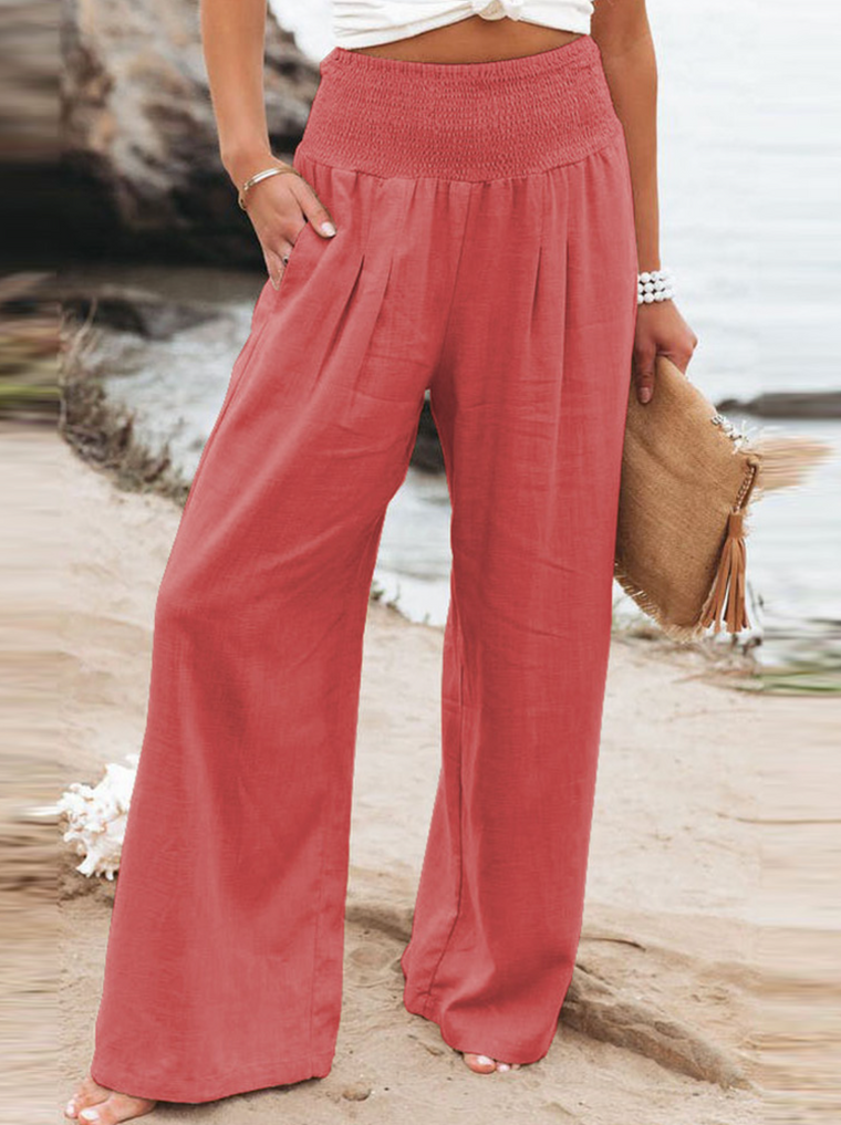 Éléonore - Pantalon Large Avec Taille Élastique Pour Un Look Casual