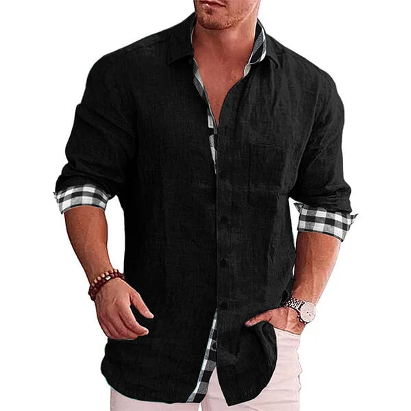Fabien - Chemise en Lin Élégante Manches Longues Homme