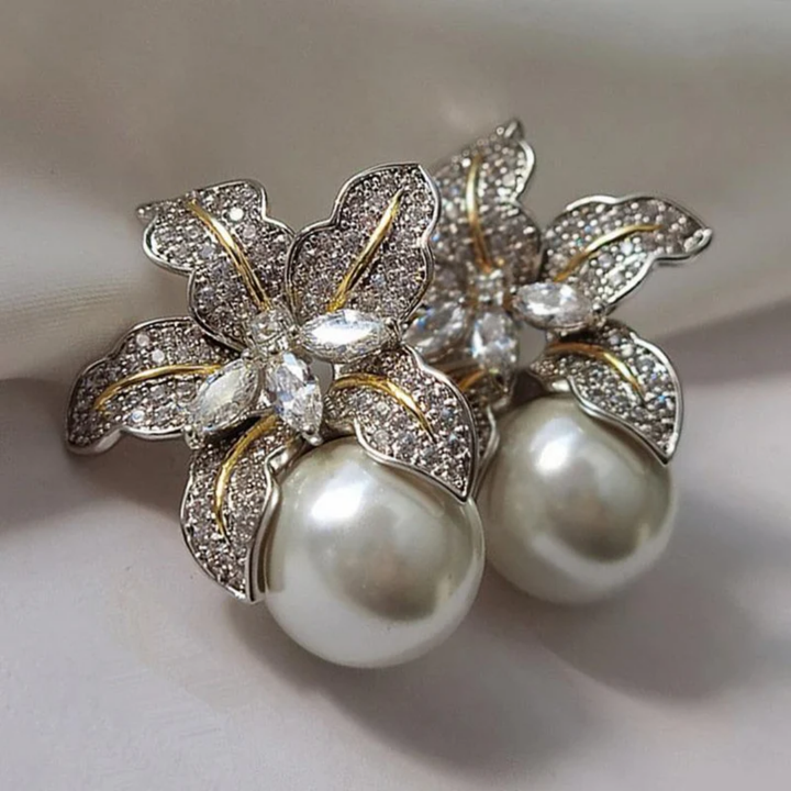 Boucles d'oreilles pendantes avec fleur et marguerite — Doumira