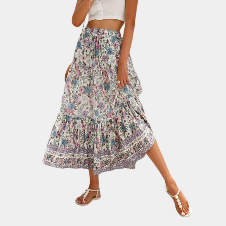 Camille - Jupe Vintage - Taille Élastique, Confortable, Décontractée - Femme