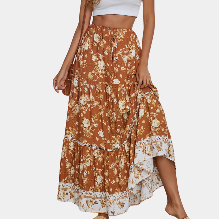 Camille - Jupe Vintage - Taille Élastique, Confortable, Décontractée - Femme