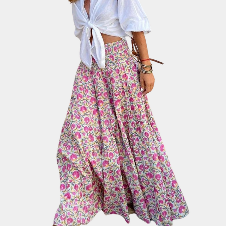 Camille - Jupe Vintage - Taille Élastique, Confortable, Décontractée - Femme