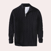 Maxime - Pull Cachemire Maille Torsadée Demi-Zip Premium Homme