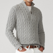 Maxime - Pull Cachemire Maille Torsadée Demi-Zip Premium Homme
