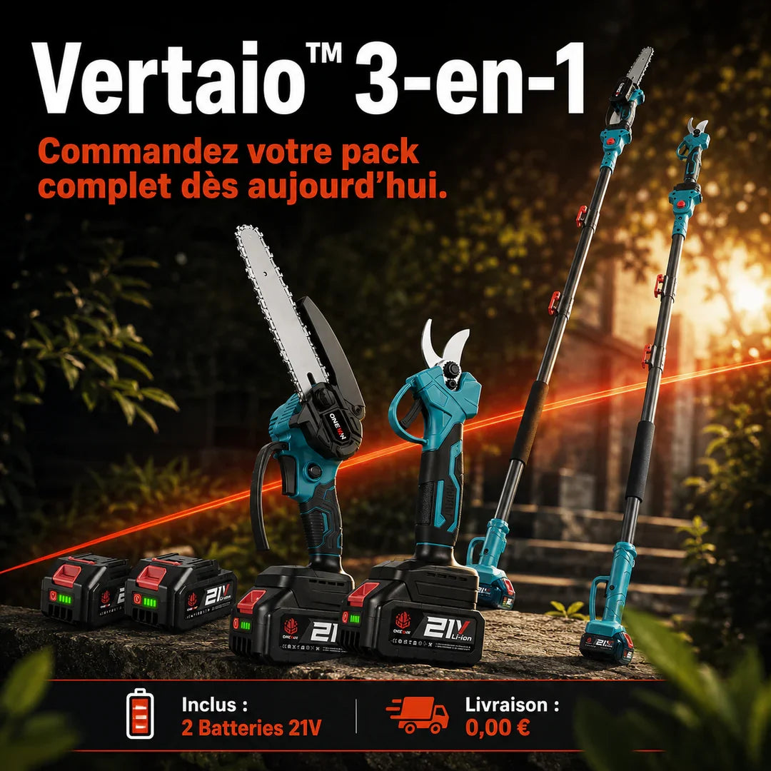 Vertaio™ – Sécateur électrique sans fil 3-en-1