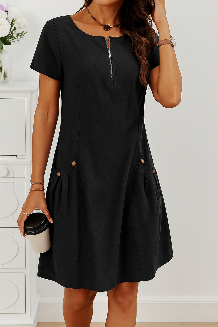 Christelle - Robe en Lin à Poches Femme