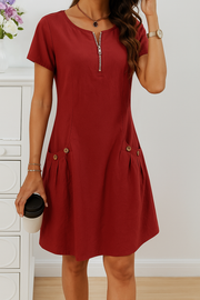 Christelle - Robe en Lin à Poches Femme