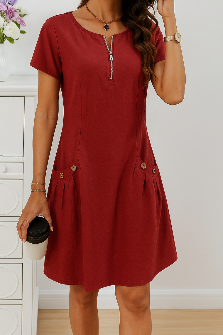 Christelle - Robe en Lin à Poches Femme