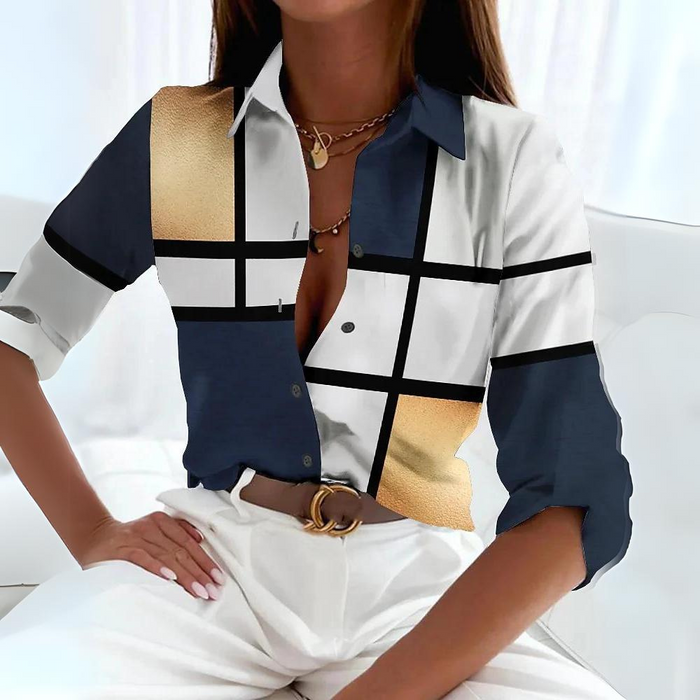 Chemise Femme Imprimée Manches Longues Boutonnée Chic - Juliette