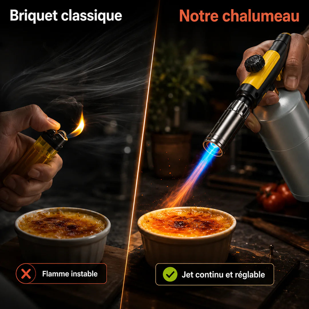 Chalumeau propane 1800 °C – flamme réglable et verrouillage de sécurité