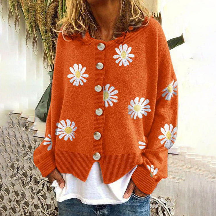 Juliette - Cardigan Laine Motif Floral Tricot Élégant Femme