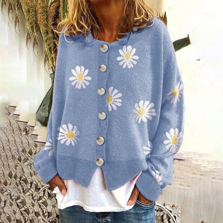 Juliette - Cardigan Laine Motif Floral Tricot Élégant Femme